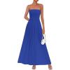 imagePRETTYGARDEN Womens Strapless Wedding Guest Dresses 2025 Summer Trendy Elegant Smocked Tube Top Maxi Long Flowy SundressBlue
