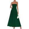 imagePRETTYGARDEN Womens Strapless Wedding Guest Dresses 2025 Summer Trendy Elegant Smocked Tube Top Maxi Long Flowy SundressDark Green