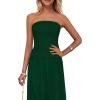 imagePRETTYGARDEN Womens Strapless Wedding Guest Dresses 2025 Summer Trendy Elegant Smocked Tube Top Maxi Long Flowy SundressDark Green