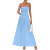 imagePRETTYGARDEN Womens Strapless Wedding Guest Dresses 2025 Summer Trendy Elegant Smocked Tube Top Maxi Long Flowy SundressLight Blue