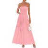 imagePRETTYGARDEN Womens Strapless Wedding Guest Dresses 2025 Summer Trendy Elegant Smocked Tube Top Maxi Long Flowy SundressPink