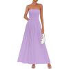 imagePRETTYGARDEN Womens Strapless Wedding Guest Dresses 2025 Summer Trendy Elegant Smocked Tube Top Maxi Long Flowy SundressPurple