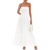 imagePRETTYGARDEN Womens Strapless Wedding Guest Dresses 2025 Summer Trendy Elegant Smocked Tube Top Maxi Long Flowy SundressWhite
