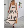 imagePRETTYGARDEN Womens Summer Boho Maxi Dress Casual Sleeveless Square Neck Floral A Line Smocked Beach Dresses with PocketsFloral Apricot Black