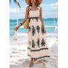 imagePRETTYGARDEN Womens Summer Boho Maxi Dress Casual Sleeveless Square Neck Floral A Line Smocked Beach Dresses with PocketsFloral Apricot Black