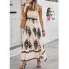 imagePRETTYGARDEN Womens Summer Boho Maxi Dress Casual Sleeveless Square Neck Floral A Line Smocked Beach Dresses with PocketsFloral Apricot Black