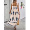 imagePRETTYGARDEN Womens Summer Boho Maxi Dress Casual Sleeveless Square Neck Floral A Line Smocked Beach Dresses with PocketsFloral Apricot Navy