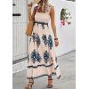 imagePRETTYGARDEN Womens Summer Boho Maxi Dress Casual Sleeveless Square Neck Floral A Line Smocked Beach Dresses with PocketsFloral Apricot Navy