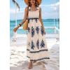imagePRETTYGARDEN Womens Summer Boho Maxi Dress Casual Sleeveless Square Neck Floral A Line Smocked Beach Dresses with PocketsFloral Apricot Navy