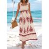 imagePRETTYGARDEN Womens Summer Boho Maxi Dress Casual Sleeveless Square Neck Floral A Line Smocked Beach Dresses with PocketsFloral Apricot Wine Red