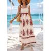 imagePRETTYGARDEN Womens Summer Boho Maxi Dress Casual Sleeveless Square Neck Floral A Line Smocked Beach Dresses with PocketsFloral Apricot Wine Red