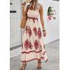 imagePRETTYGARDEN Womens Summer Boho Maxi Dress Casual Sleeveless Square Neck Floral A Line Smocked Beach Dresses with PocketsFloral Apricot Wine Red