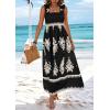 imagePRETTYGARDEN Womens Summer Boho Maxi Dress Casual Sleeveless Square Neck Floral A Line Smocked Beach Dresses with PocketsFloral Black Apricot