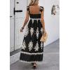 imagePRETTYGARDEN Womens Summer Boho Maxi Dress Casual Sleeveless Square Neck Floral A Line Smocked Beach Dresses with PocketsFloral Black Apricot
