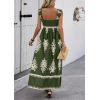 imagePRETTYGARDEN Womens Summer Boho Maxi Dress Casual Sleeveless Square Neck Floral A Line Smocked Beach Dresses with PocketsFloral Green Apricot