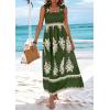 imagePRETTYGARDEN Womens Summer Boho Maxi Dress Casual Sleeveless Square Neck Floral A Line Smocked Beach Dresses with PocketsFloral Green Apricot