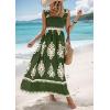 imagePRETTYGARDEN Womens Summer Boho Maxi Dress Casual Sleeveless Square Neck Floral A Line Smocked Beach Dresses with PocketsFloral Green Apricot