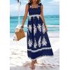 imagePRETTYGARDEN Womens Summer Boho Maxi Dress Casual Sleeveless Square Neck Floral A Line Smocked Beach Dresses with PocketsFloral Navy White