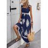 imagePRETTYGARDEN Womens Summer Boho Maxi Dress Casual Sleeveless Square Neck Floral A Line Smocked Beach Dresses with PocketsFloral Navy White