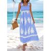 imagePRETTYGARDEN Womens Summer Boho Maxi Dress Casual Sleeveless Square Neck Floral A Line Smocked Beach Dresses with PocketsFloral Sky Blue White