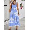 imagePRETTYGARDEN Womens Summer Boho Maxi Dress Casual Sleeveless Square Neck Floral A Line Smocked Beach Dresses with PocketsFloral Sky Blue White
