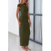 imagePRETTYGARDEN Womens Summer Formal Maxi Dresses Sleeveless One Shoulder Bodycon Ruched Slit Mesh Wedding Guest Cocktail DressArmy Green
