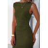 imagePRETTYGARDEN Womens Summer Formal Maxi Dresses Sleeveless One Shoulder Bodycon Ruched Slit Mesh Wedding Guest Cocktail DressArmy Green