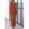 imagePRETTYGARDEN Womens Summer Formal Maxi Dresses Sleeveless One Shoulder Bodycon Ruched Slit Mesh Wedding Guest Cocktail DressCaramel