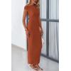 imagePRETTYGARDEN Womens Summer Formal Maxi Dresses Sleeveless One Shoulder Bodycon Ruched Slit Mesh Wedding Guest Cocktail DressCaramel