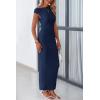imagePRETTYGARDEN Womens Summer Formal Maxi Dresses Sleeveless One Shoulder Bodycon Ruched Slit Mesh Wedding Guest Cocktail DressNavy