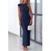imagePRETTYGARDEN Womens Summer Formal Maxi Dresses Sleeveless One Shoulder Bodycon Ruched Slit Mesh Wedding Guest Cocktail DressNavy