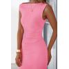 imagePRETTYGARDEN Womens Summer Formal Maxi Dresses Sleeveless One Shoulder Bodycon Ruched Slit Mesh Wedding Guest Cocktail DressPink