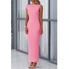 imagePRETTYGARDEN Womens Summer Formal Maxi Dresses Sleeveless One Shoulder Bodycon Ruched Slit Mesh Wedding Guest Cocktail DressPink