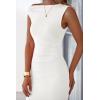 imagePRETTYGARDEN Womens Summer Formal Maxi Dresses Sleeveless One Shoulder Bodycon Ruched Slit Mesh Wedding Guest Cocktail DressWhite