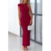imagePRETTYGARDEN Womens Summer Formal Maxi Dresses Sleeveless One Shoulder Bodycon Ruched Slit Mesh Wedding Guest Cocktail DressWine Red