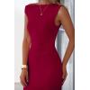 imagePRETTYGARDEN Womens Summer Formal Maxi Dresses Sleeveless One Shoulder Bodycon Ruched Slit Mesh Wedding Guest Cocktail DressWine Red