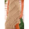 imagePRETTYGARDEN Womens Summer Long Formal Cocktail Dress 2025 Strapless Tube Asymmetrical Ruffle Maxi Bodycon Party DressesApricot
