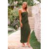 imagePRETTYGARDEN Womens Summer Long Formal Cocktail Dress 2025 Strapless Tube Asymmetrical Ruffle Maxi Bodycon Party DressesArmy Green