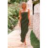 imagePRETTYGARDEN Womens Summer Long Formal Cocktail Dress 2025 Strapless Tube Asymmetrical Ruffle Maxi Bodycon Party DressesArmy Green
