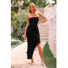 imagePRETTYGARDEN Womens Summer Long Formal Cocktail Dress 2025 Strapless Tube Asymmetrical Ruffle Maxi Bodycon Party DressesBlack