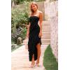 imagePRETTYGARDEN Womens Summer Long Formal Cocktail Dress 2025 Strapless Tube Asymmetrical Ruffle Maxi Bodycon Party DressesBlack