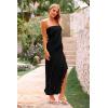 imagePRETTYGARDEN Womens Summer Long Formal Cocktail Dress 2025 Strapless Tube Asymmetrical Ruffle Maxi Bodycon Party DressesBlack