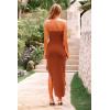 imagePRETTYGARDEN Womens Summer Long Formal Cocktail Dress 2025 Strapless Tube Asymmetrical Ruffle Maxi Bodycon Party DressesCaramel
