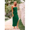 imagePRETTYGARDEN Womens Summer Long Formal Cocktail Dress 2025 Strapless Tube Asymmetrical Ruffle Maxi Bodycon Party DressesDark Green
