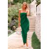 imagePRETTYGARDEN Womens Summer Long Formal Cocktail Dress 2025 Strapless Tube Asymmetrical Ruffle Maxi Bodycon Party DressesDark Green