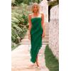 imagePRETTYGARDEN Womens Summer Long Formal Cocktail Dress 2025 Strapless Tube Asymmetrical Ruffle Maxi Bodycon Party DressesDark Green