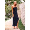 imagePRETTYGARDEN Womens Summer Long Formal Cocktail Dress 2025 Strapless Tube Asymmetrical Ruffle Maxi Bodycon Party DressesNavy