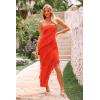 imagePRETTYGARDEN Womens Summer Long Formal Cocktail Dress 2025 Strapless Tube Asymmetrical Ruffle Maxi Bodycon Party DressesOrange