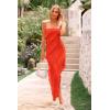 imagePRETTYGARDEN Womens Summer Long Formal Cocktail Dress 2025 Strapless Tube Asymmetrical Ruffle Maxi Bodycon Party DressesOrange