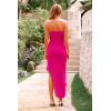 imagePRETTYGARDEN Womens Summer Long Formal Cocktail Dress 2025 Strapless Tube Asymmetrical Ruffle Maxi Bodycon Party DressesRose Red